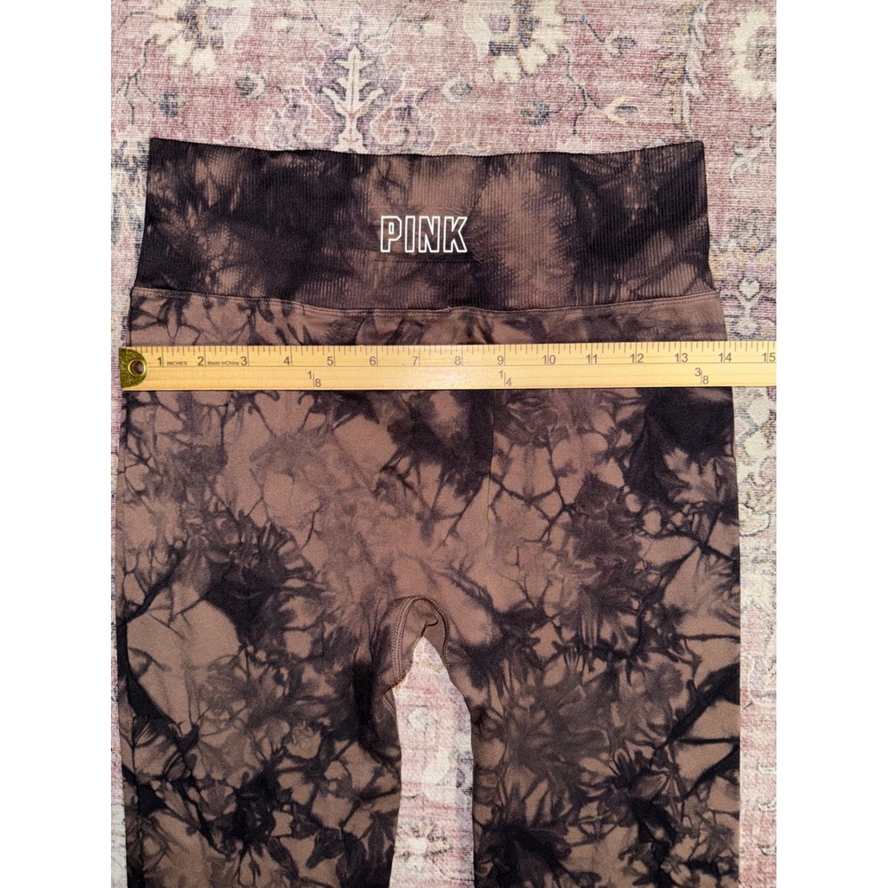 Victoria's Secret PINK Active Seamless Tie Dye Leggings Brown Black Size Medium - Picture 4 of 5